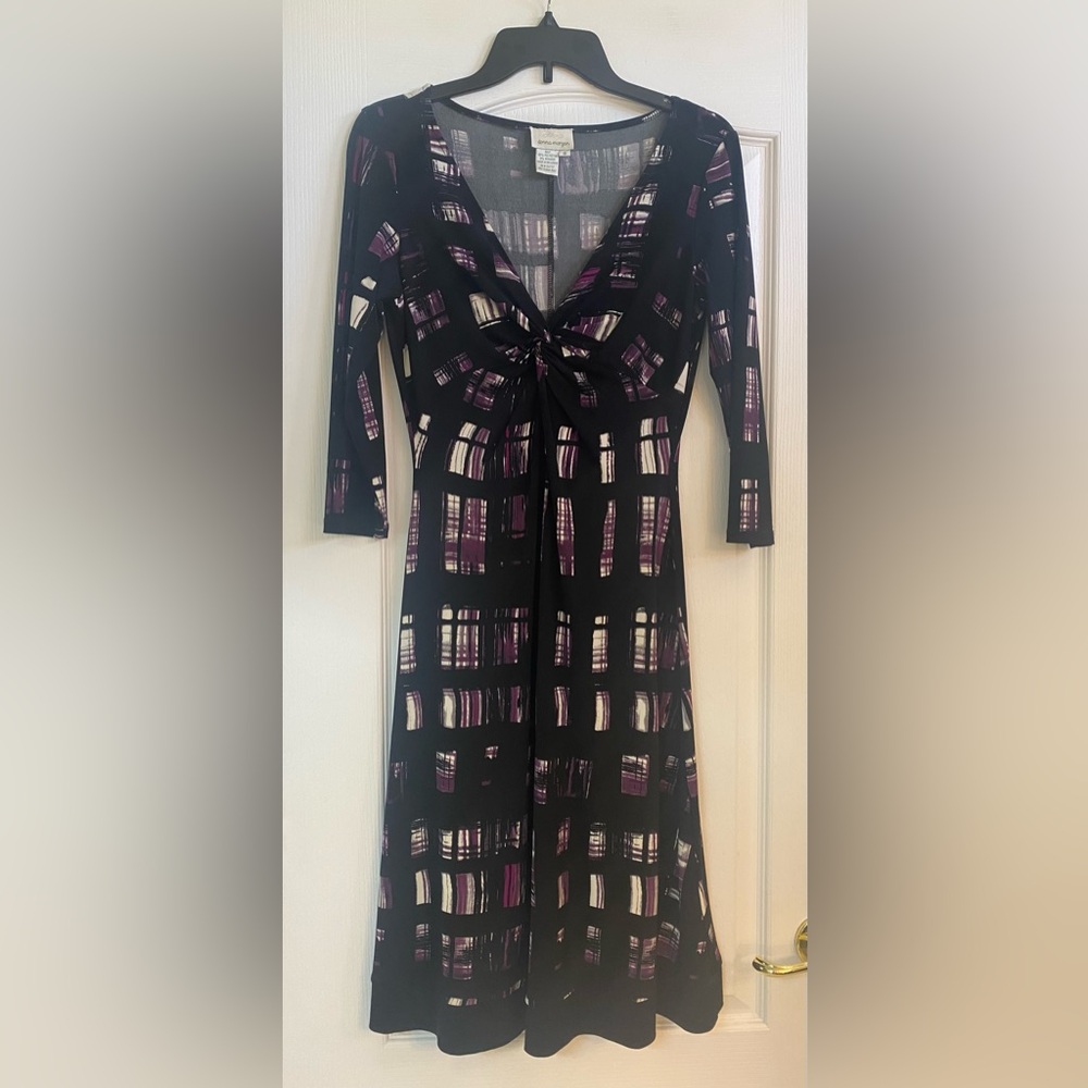 Eliza J Black and Purple Midi Dress